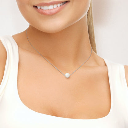 PERLINEA- Collier- Perle de Culture d'Eau Douce- Diamètre 8-9 mm Blanc- Bijou Femme- Argent 925 Millièmes - newshop-tec