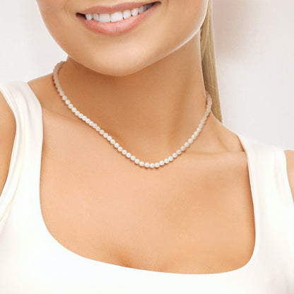 PERLINEA- Collier- Perle d'Eau Douce- Semi Ronde 5-6 mm Blanc- Bijou Femme - newshop-tec